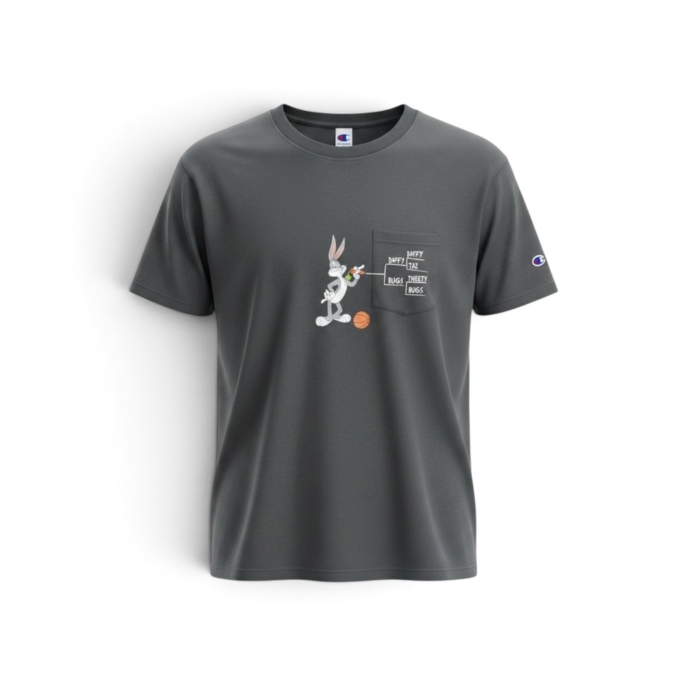 Champion Space Jam Bugs Bunny NCAA March Madness Pocket T-Shirt Charcoal XXL